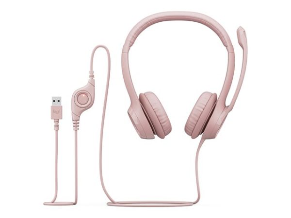 Logitech H390 - Headset, Estéreo, Supraaurales, Con cable, USB 20 Hz - 20KHz, Rosa - Image 2